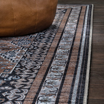 Dalyan Geometric Medallions Washable Area Rug